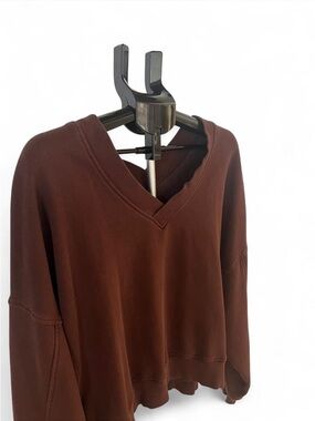 Aerie Brown V-Neck Pullover Slouchy Sweatshirt Women’s XL